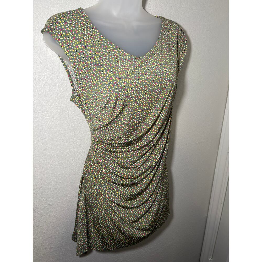 CHAUS New York Ruched Polka Dot Top - Size M